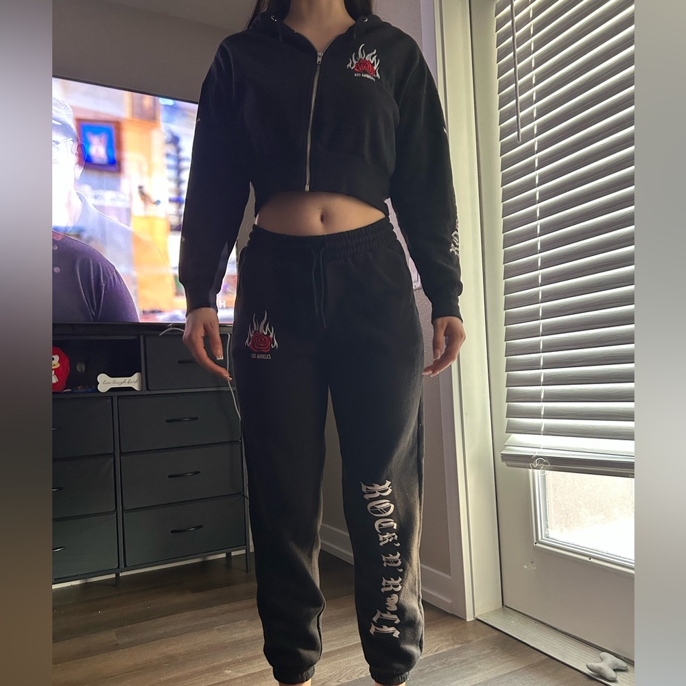 Rue21 Black Rock & Roll Jogger Set